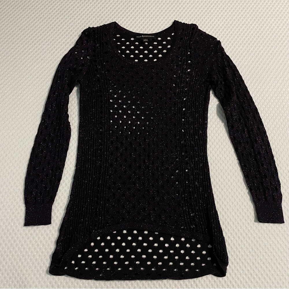 Rock & Republic Purple Glitter Top Small